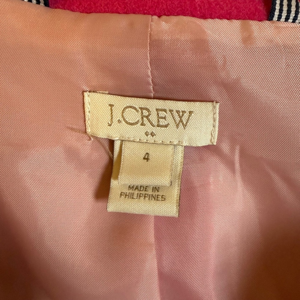 J.Crew Pink Wool Blend Lodge Coat Asymmetric Zip F5325 Womens Size 4 FA17 - Picture 4 of 7